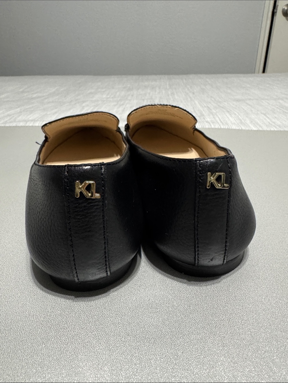 Karl Lagerfeld Paris Destine Black Leather Loafers Flats Pointed Toe Size 8 - Picture 11 of 12